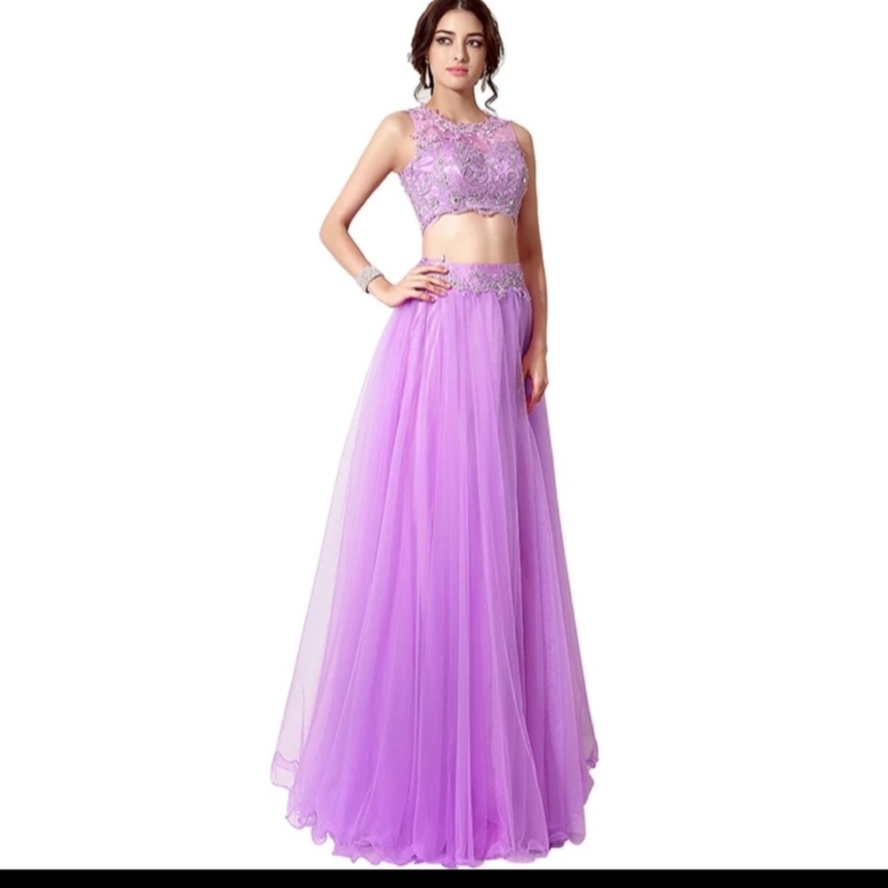 Lilac 2 Piece Prom Dresses